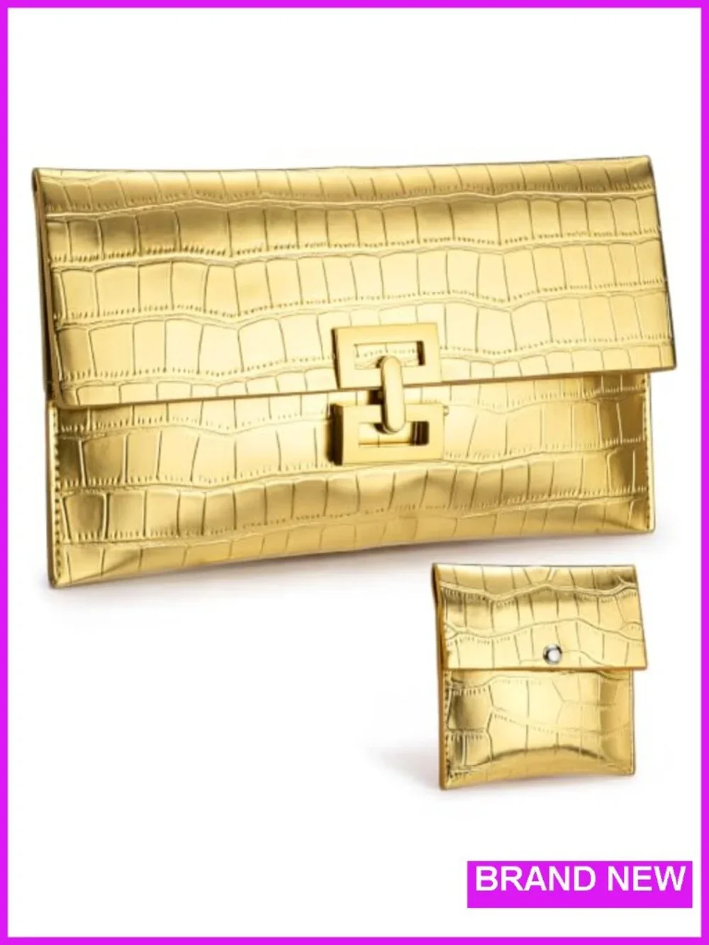 2 Pack Faux Leather Envelope Evening Clutches for Women